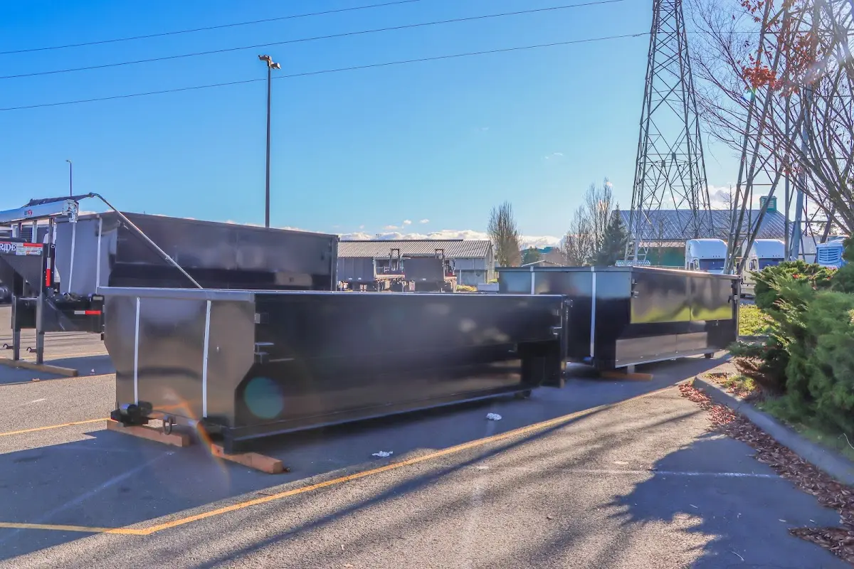 Roll-off dumpster ready for waste disposal at job site for Roofing Dumpster Rental in Washington